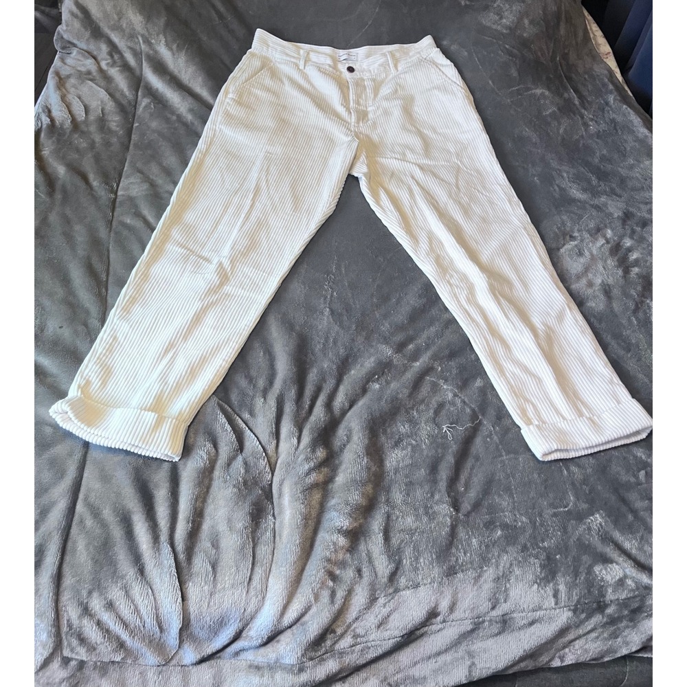 Edmmond Studios Off White Corduroy Trousers Button Fly Straight Leg‎